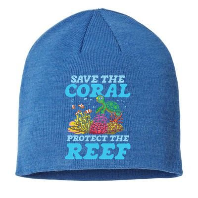 Save The Coral Protect The Reef Funny Gift Sustainable Beanie