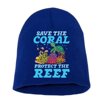 Save The Coral Protect The Reef Funny Gift Short Acrylic Beanie