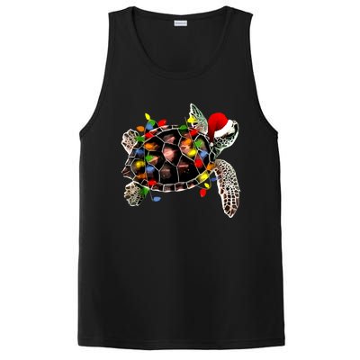 Sea Turtle Christmas Lights Funny Santa Hat Merry Christmas PosiCharge Competitor Tank