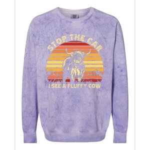 Stop The Car I See A Fluffy Cow Highland Cow Breeder Colorblast Crewneck Sweatshirt