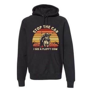 Stop The Car I See A Fluffy Cow Highland Cow Breeder Premium Hoodie