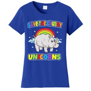 Save The Chubby Unicorns Rhinos Funny Quotes Humor Sayings Funny Gift Women's T-Shirt