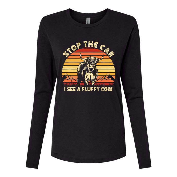 Stop The Car I See A Fluffy Cow Highland Cow Breeder Womens Cotton Relaxed Long Sleeve T-Shirt