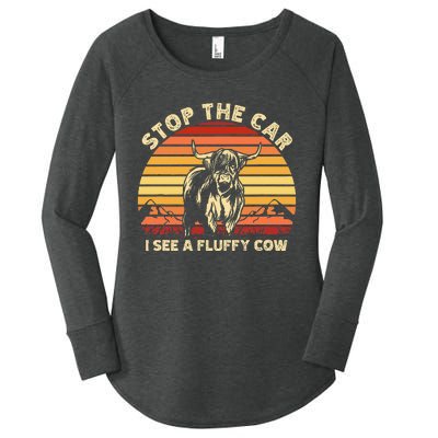 Stop The Car I See A Fluffy Cow Highland Cow Breeder Women's Perfect Tri Tunic Long Sleeve Shirt