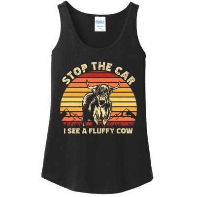 Stop The Car I See A Fluffy Cow Highland Cow Breeder Ladies Essential Tank