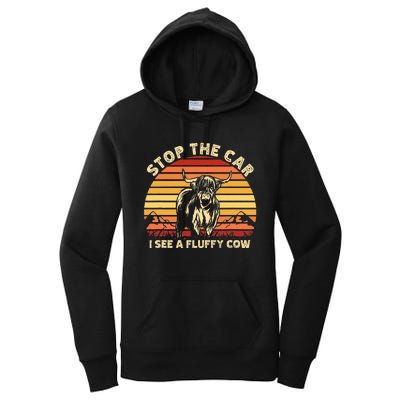 Stop The Car I See A Fluffy Cow Highland Cow Breeder Women's Pullover Hoodie