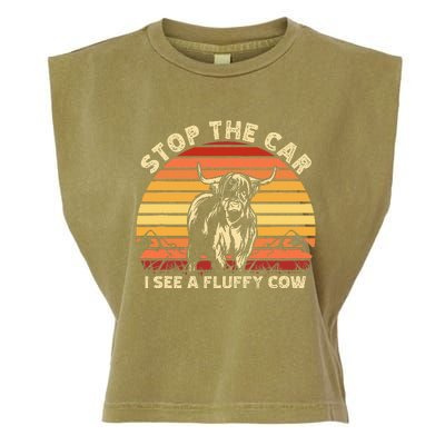 Stop The Car I See A Fluffy Cow Highland Cow Breeder Garment-Dyed Women's Muscle Tee