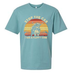 Stop The Car I See A Fluffy Cow Highland Cow Breeder Sueded Cloud Jersey T-Shirt