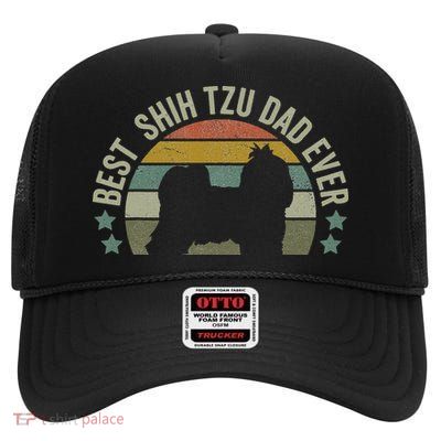 Shih Tzu Clothes Best Dog Dad Fathers Day Doggy High Crown Mesh Back Trucker Hat
