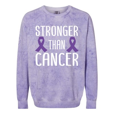 Stronger Than Cancer Pancreatic Cancer Purple Ribbon Gift Colorblast Crewneck Sweatshirt