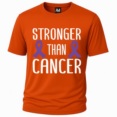 Stronger Than Cancer Pancreatic Cancer Purple Ribbon Gift Cooling Performance Crew T-Shirt