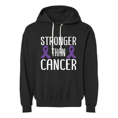 Stronger Than Cancer Pancreatic Cancer Purple Ribbon Gift Garment-Dyed Fleece Hoodie