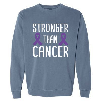 Stronger Than Cancer Pancreatic Cancer Purple Ribbon Gift Garment-Dyed Sweatshirt