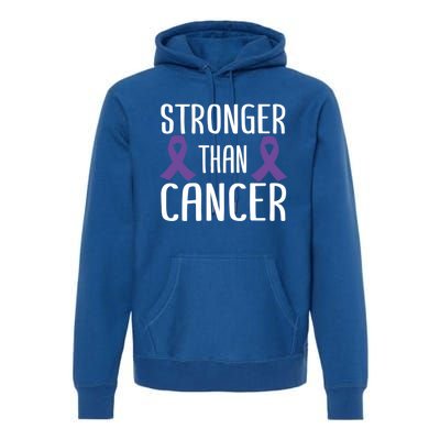 Stronger Than Cancer Pancreatic Cancer Purple Ribbon Gift Premium Hoodie