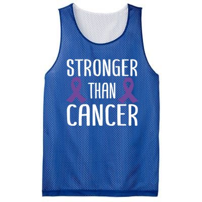 Stronger Than Cancer Pancreatic Cancer Purple Ribbon Gift Mesh Reversible Basketball Jersey Tank