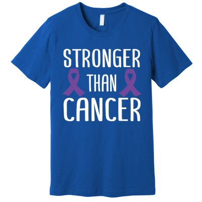 Stronger Than Cancer Pancreatic Cancer Purple Ribbon Gift Premium T-Shirt