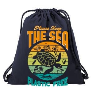 Sea Turtle Conservation Please Keep The Sea Plastic Free Gift Drawstring Bag