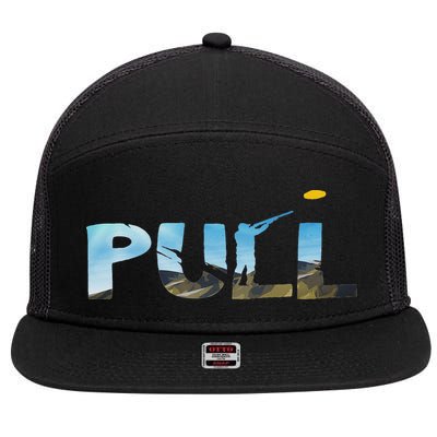 Skeet Trap Clay Pull Skeet Shooting Shooter Clay Shooting 7 Panel Mesh Trucker Snapback Hat