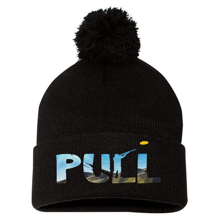 Skeet Trap Clay Pull Skeet Shooting Shooter Clay Shooting Pom Pom 12in Knit Beanie