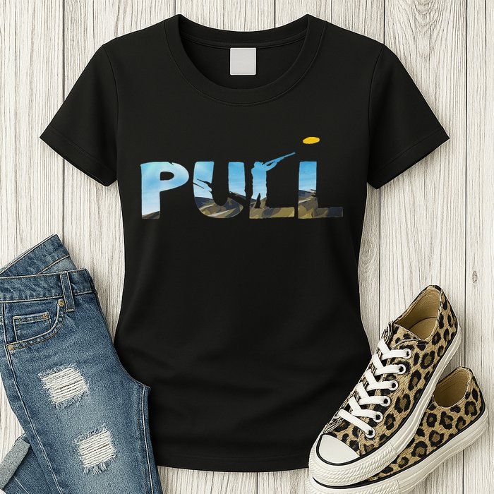 Skeet Trap Clay Pull Skeet Shooting Shooter Clay Shooting Womens T-Shirt