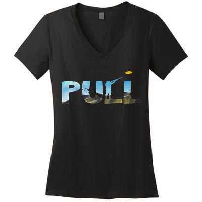 Skeet Trap Clay Pull Skeet Shooting Shooter Clay Shooting Women's V-Neck T-Shirt