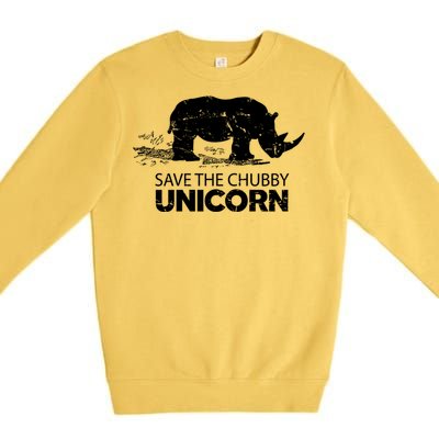 Save The Chubby Unicorns Cool Gift Funny Rhino Animal Rights Cool Gift Premium Crewneck Sweatshirt