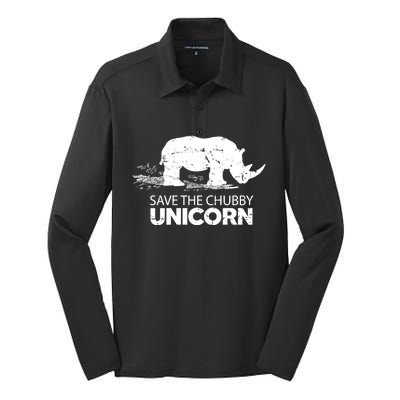 Save The Chubby Unicorns Cool Gift Funny Rhino Animal Rights Cool Gift Silk Touch Performance Long Sleeve Polo