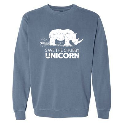 Save The Chubby Unicorns Cool Gift Funny Rhino Animal Rights Cool Gift Garment-Dyed Sweatshirt