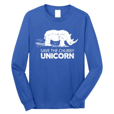 Save The Chubby Unicorns Cool Gift Funny Rhino Animal Rights Cool Gift Long Sleeve Shirt