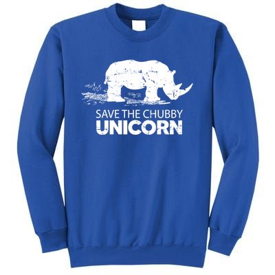 Save The Chubby Unicorns Cool Gift Funny Rhino Animal Rights Cool Gift Tall Sweatshirt