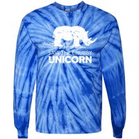 Save The Chubby Unicorns Cool Gift Funny Rhino Animal Rights Cool Gift Tie-Dye Long Sleeve Shirt