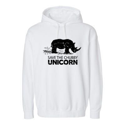 Save The Chubby Unicorns Cool Gift Funny Rhino Animal Rights Cool Gift Garment-Dyed Fleece Hoodie