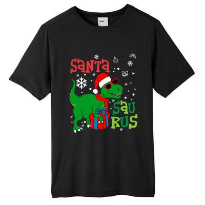 Santa Trex Christmas Dinosaur Tree Rex Boy Family Pajama Tall Fusion ChromaSoft Performance T-Shirt