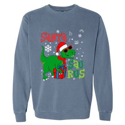 Santa Trex Christmas Dinosaur Tree Rex Boy Family Pajama Garment-Dyed Sweatshirt