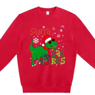 Santa Trex Christmas Dinosaur Tree Rex Boy Family Pajama Premium Crewneck Sweatshirt