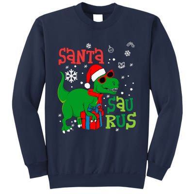 Santa Trex Christmas Dinosaur Tree Rex Boy Family Pajama Sweatshirt