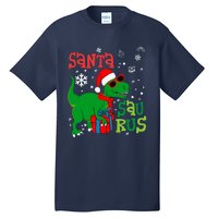 Santa Trex Christmas Dinosaur Tree Rex Boy Family Pajama Tall T-Shirt