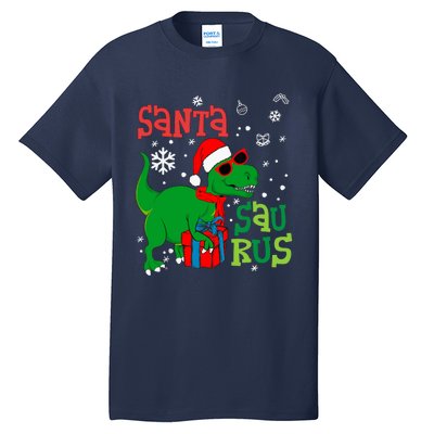 Santa Trex Christmas Dinosaur Tree Rex Boy Family Pajama Tall T-Shirt