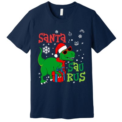 Santa Trex Christmas Dinosaur Tree Rex Boy Family Pajama Premium T-Shirt