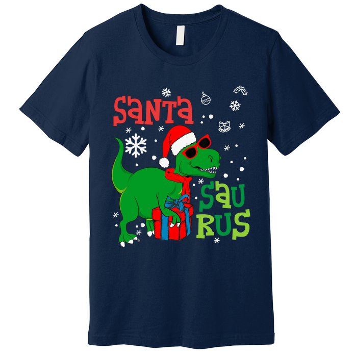 Santa Trex Christmas Dinosaur Tree Rex Boy Family Pajama Premium T-Shirt