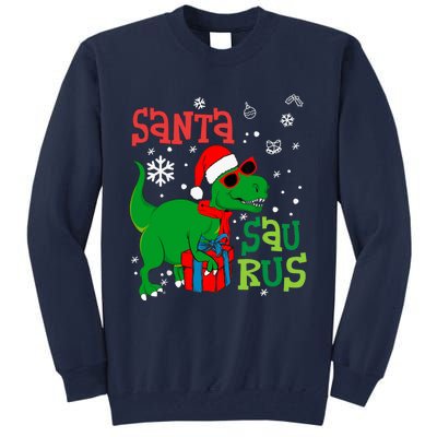 Santa Trex Christmas Dinosaur Tree Rex Boy Family Pajama Tall Sweatshirt