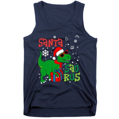 Santa Trex Christmas Dinosaur Tree Rex Boy Family Pajama Tank Top