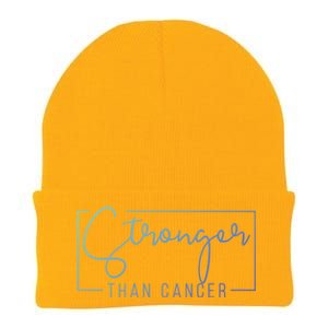 Stronger Than Cancer Pink Ribbon Breast Cancer Awareness Gift Knit Cap Winter Beanie