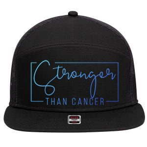 Stronger Than Cancer Pink Ribbon Breast Cancer Awareness Gift 7 Panel Mesh Trucker Snapback Hat