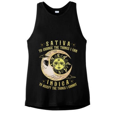 Sativa To Change The Things I Can Indica Accept The Things Ladies PosiCharge Tri-Blend Wicking Tank
