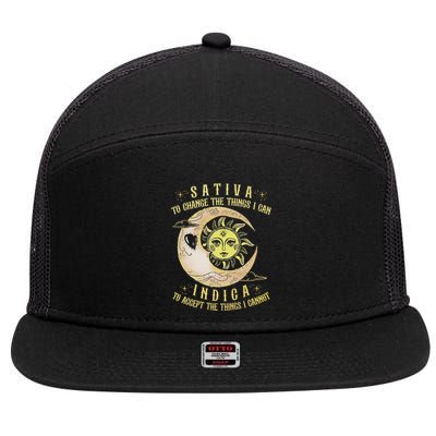 Sativa To Change The Things I Can Indica Accept The Things 7 Panel Mesh Trucker Snapback Hat