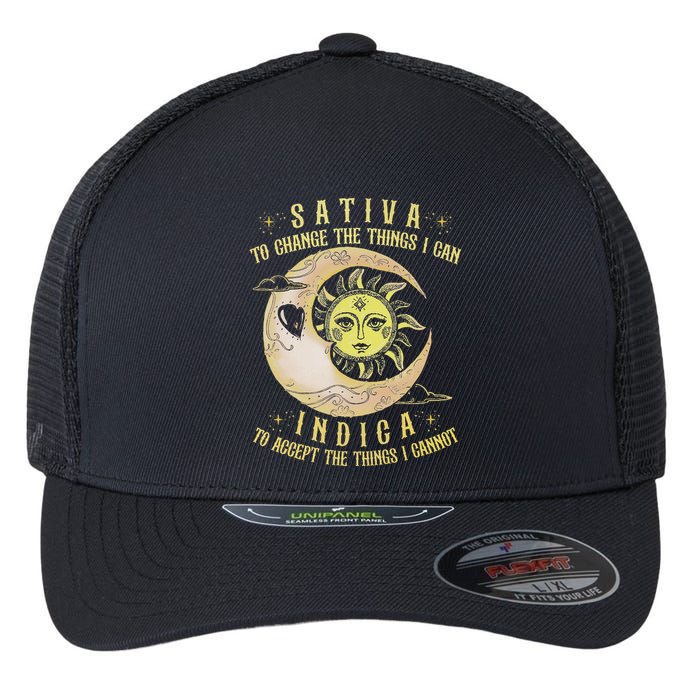Sativa To Change The Things I Can Indica Accept The Things Flexfit Unipanel Trucker Cap