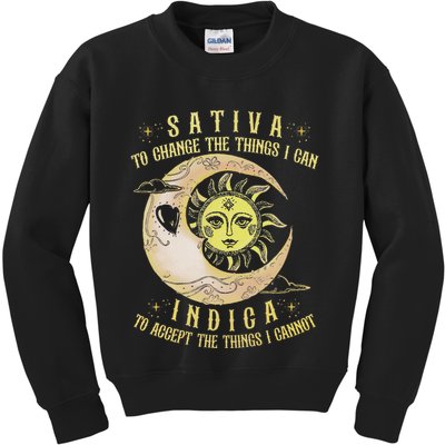 Sativa To Change The Things I Can Indica Accept The Things Kids Sweatshirt