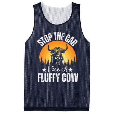 Stop The Car I See A Fluffy Cow Retro Highland Cow Lover Mesh Reversible Basketball Jersey Tank