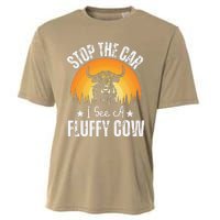 Stop The Car I See A Fluffy Cow Retro Highland Cow Lover Cooling Performance Crew T-Shirt